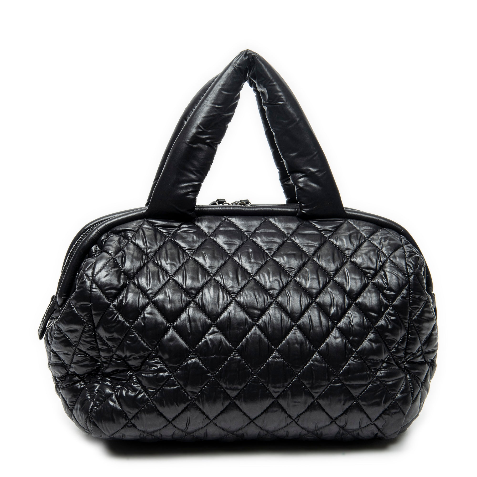 Shoulder Bag Coco Cocoon Bowler Black Quilted Nylon Canvas