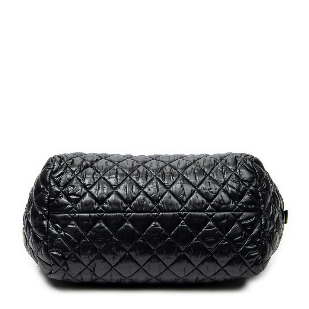 Shoulder Bag Coco Cocoon Bowler Black Quilted Nylon Canvas