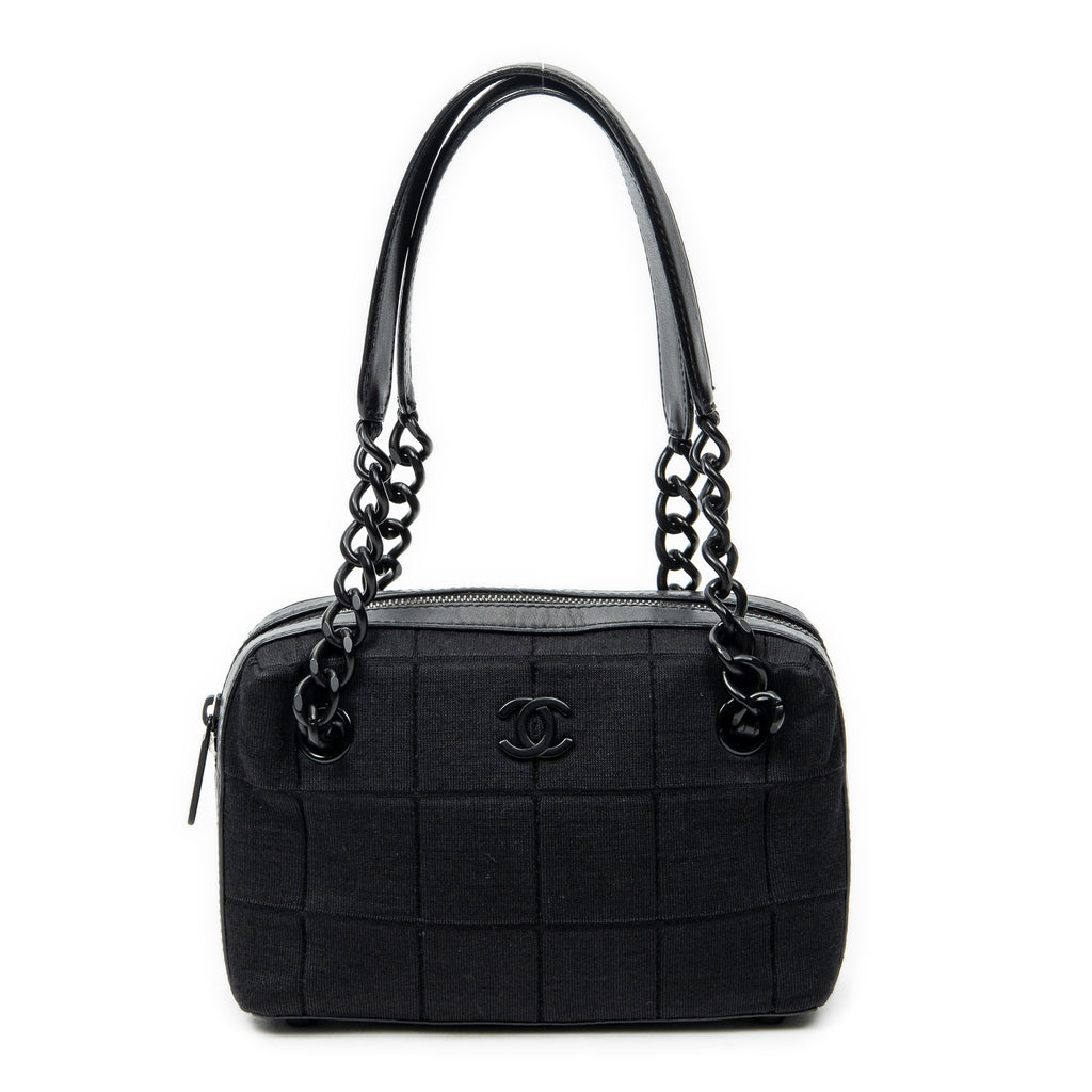 Shoulder Bag CC Choco Bar Chain Shoulder Bag Black Jersey Canvas