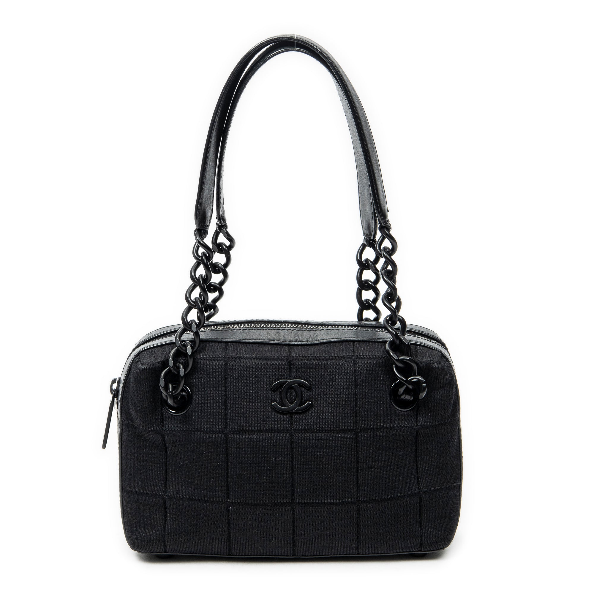 Shoulder Bag CC Choco Bar Chain Shoulder Bag Black Jersey Canvas