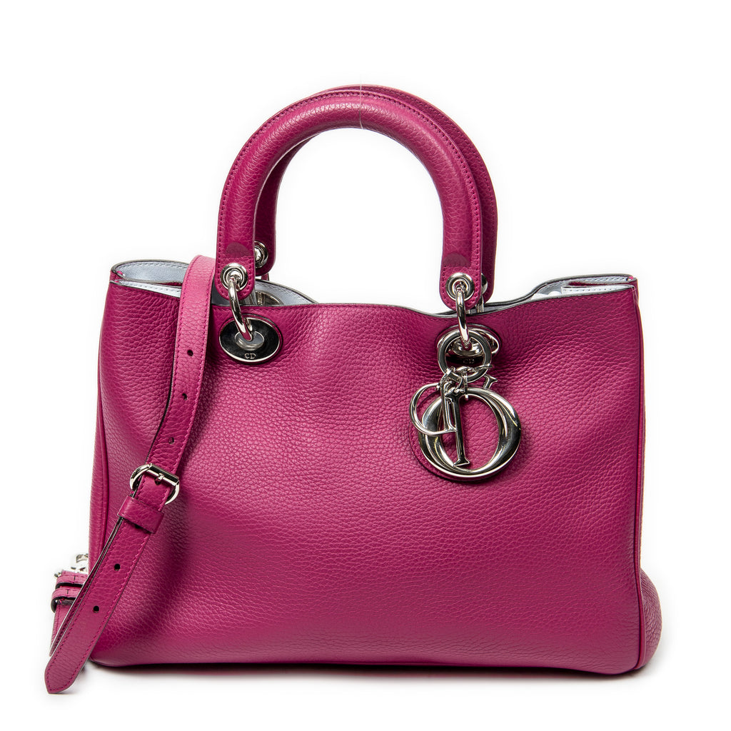 Shoulder Bag Medium Diorissimo Tote Purple Grained Calfskin Leather