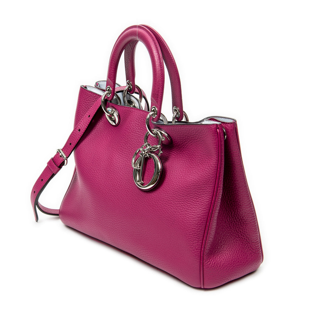 Shoulder Bag Medium Diorissimo Tote Purple Grained Calfskin Leather