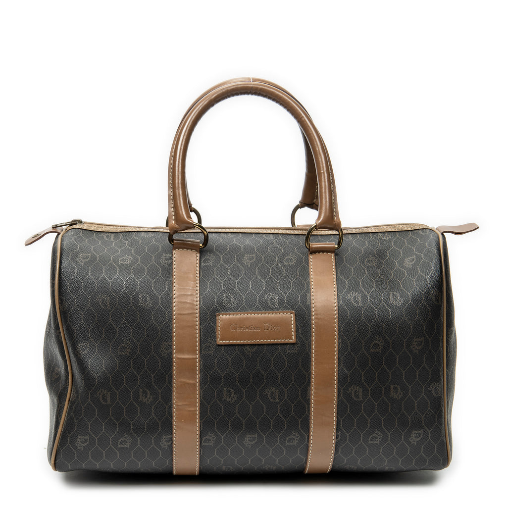 Handbag Medium Boston Grey Macadam Coated Canvas