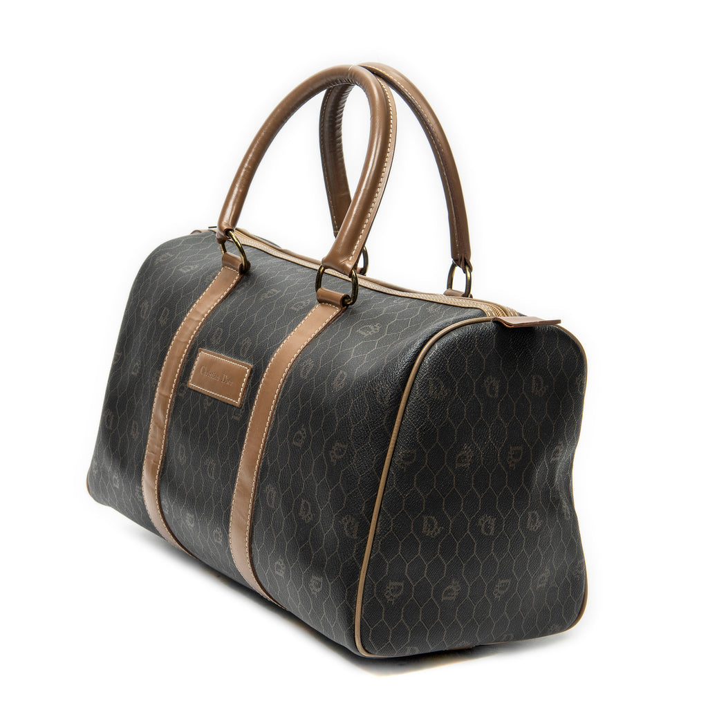 Handbag Medium Boston Grey Macadam Coated Canvas