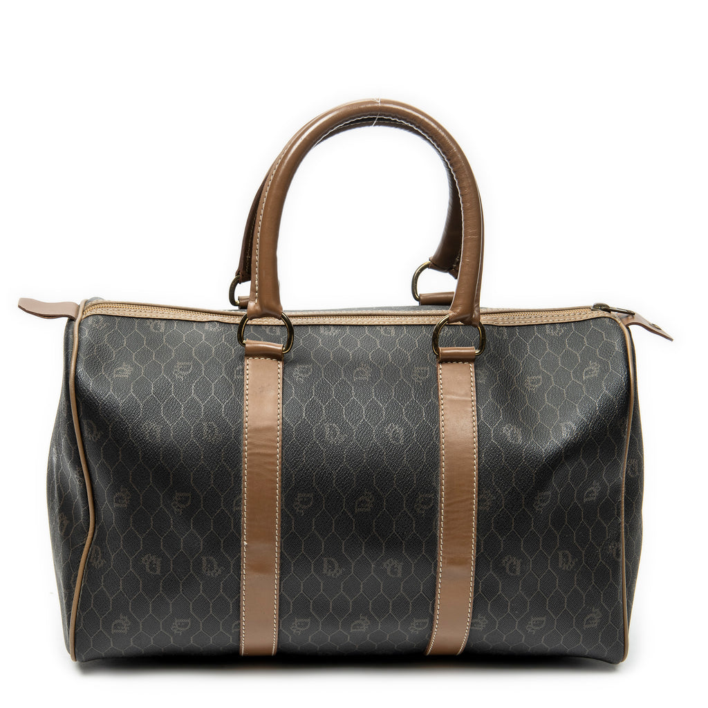 Handbag Medium Boston Grey Macadam Coated Canvas
