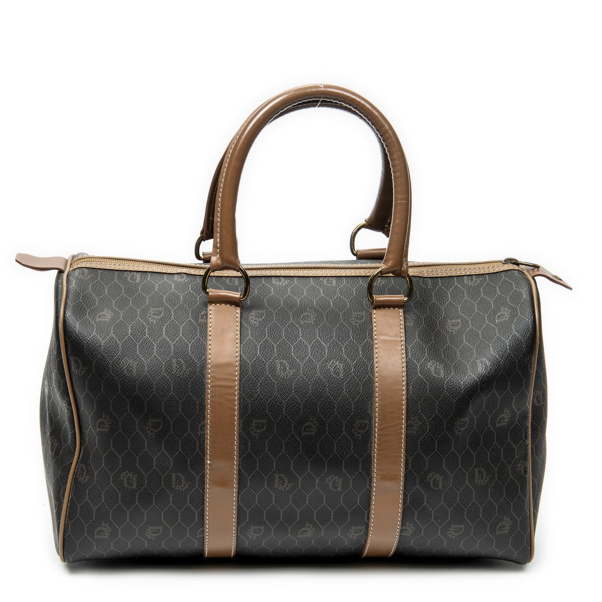 Handbag Medium Boston Grey Macadam Coated Canvas