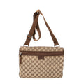 Shoulder Bag Front Pocket Flat Crossbody Brown Monogrammed Canvas