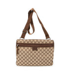 Shoulder Bag Front Pocket Flat Crossbody Brown Monogrammed Canvas