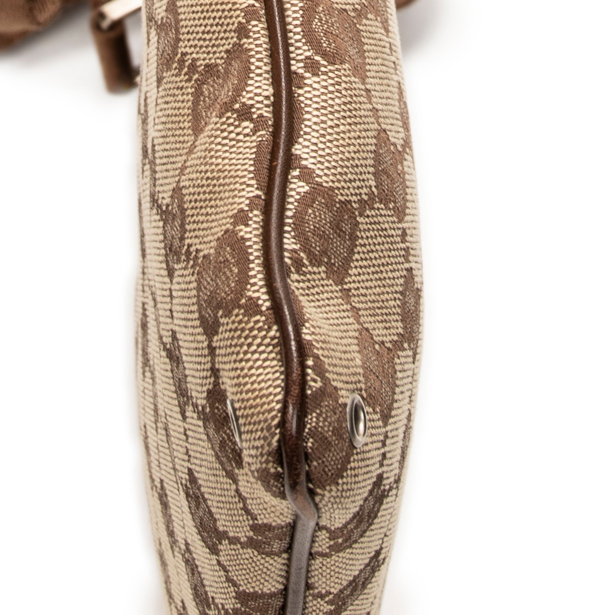Shoulder Bag Front Pocket Flat Crossbody Brown Monogrammed Canvas