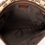 Shoulder Bag Front Pocket Flat Crossbody Brown Monogrammed Canvas