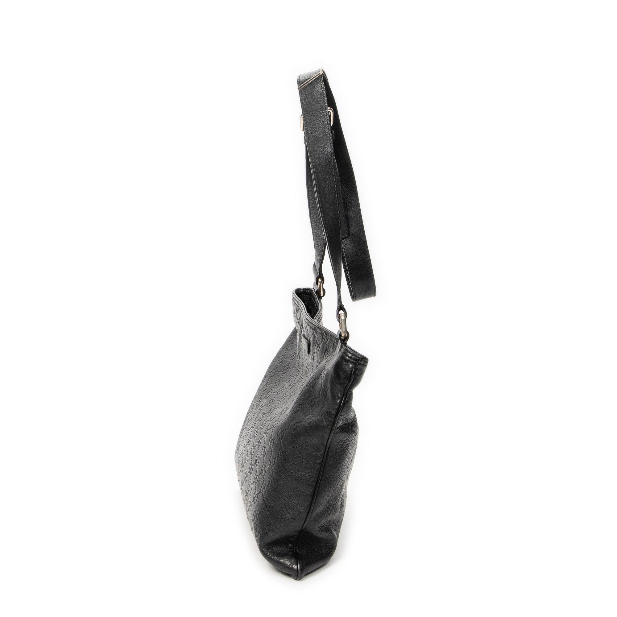 Shoulder Bag Large Square Zip Messenger Black Guccissima Leather