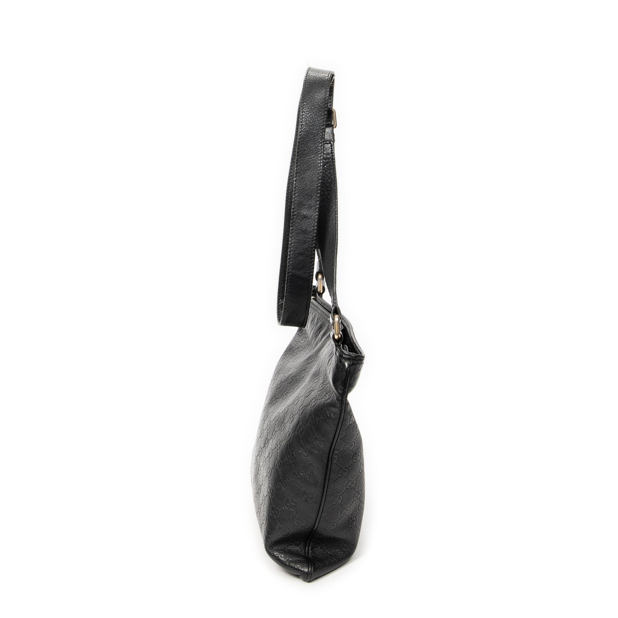 Shoulder Bag Large Square Zip Messenger Black Guccissima Leather