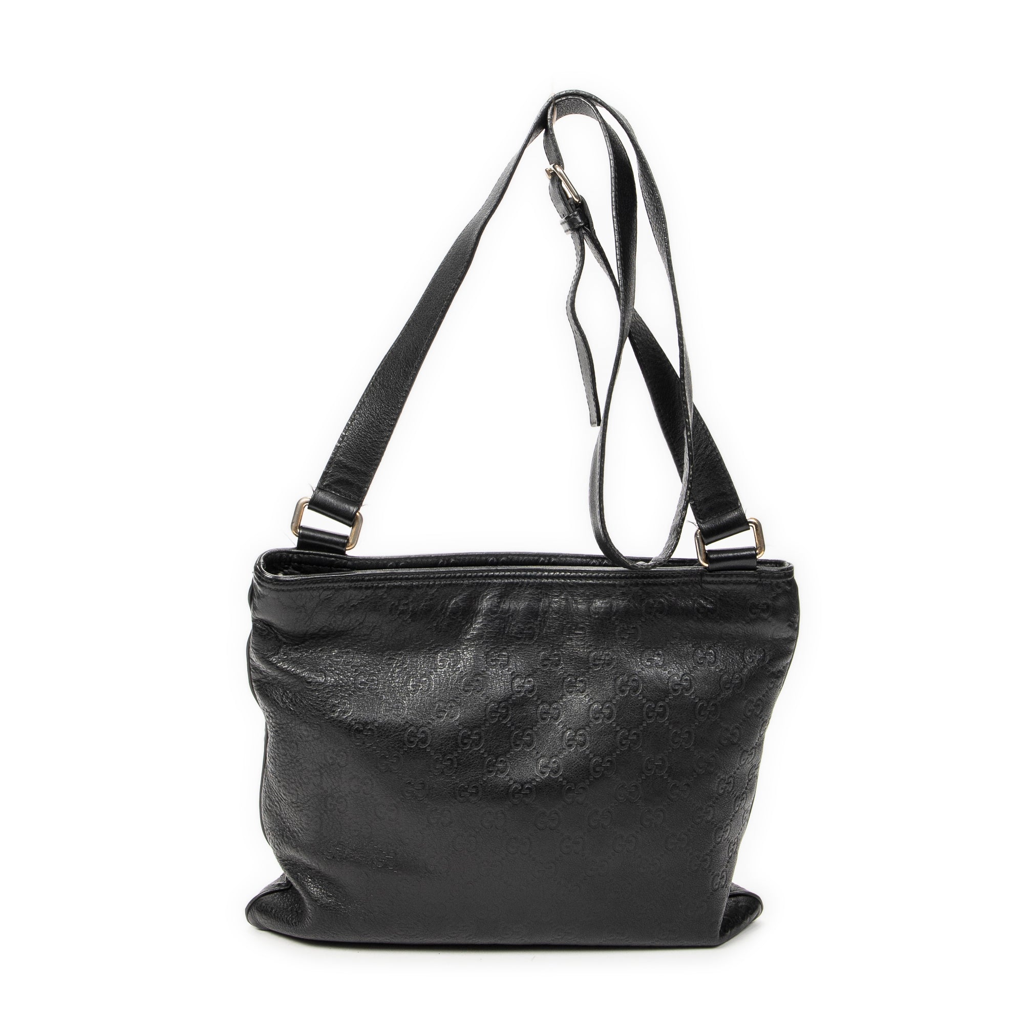 Shoulder Bag Large Square Zip Messenger Black Guccissima Leather