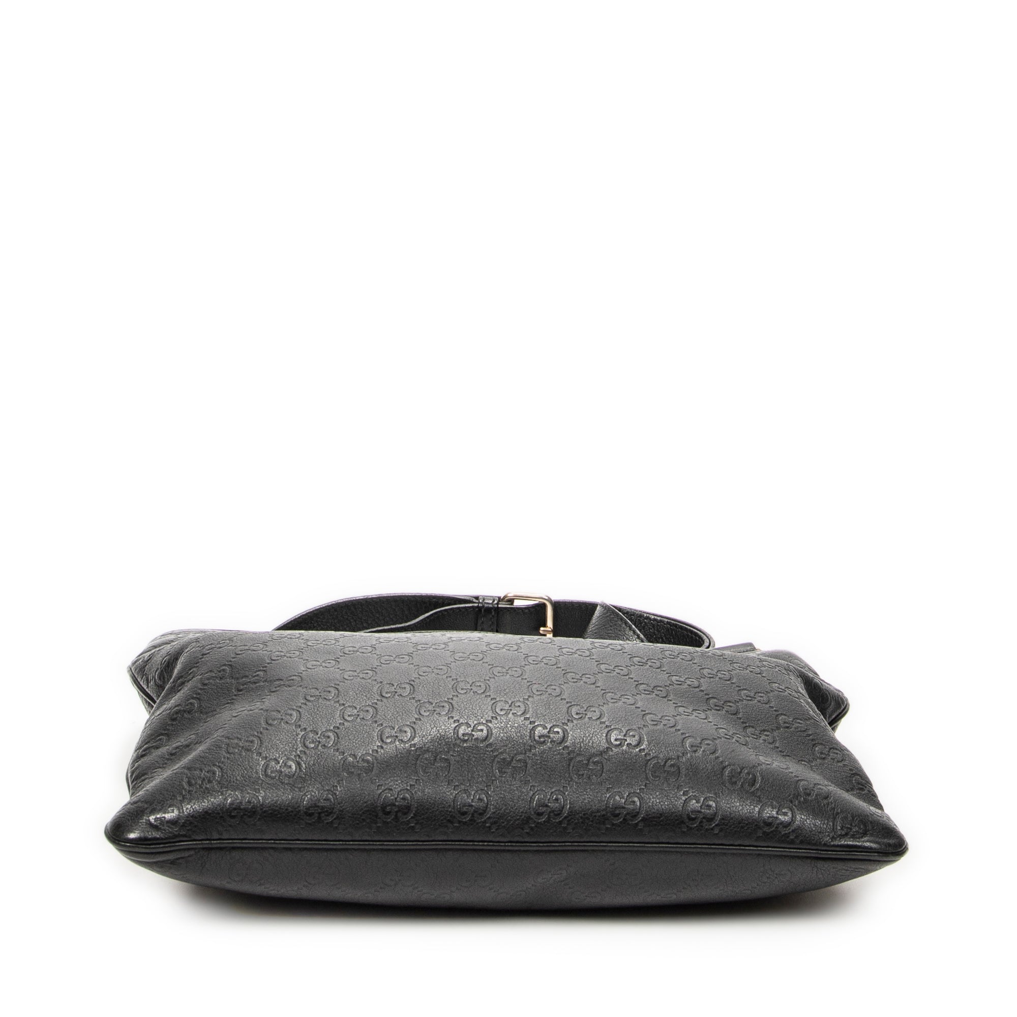 Shoulder Bag Large Square Zip Messenger Black Guccissima Leather