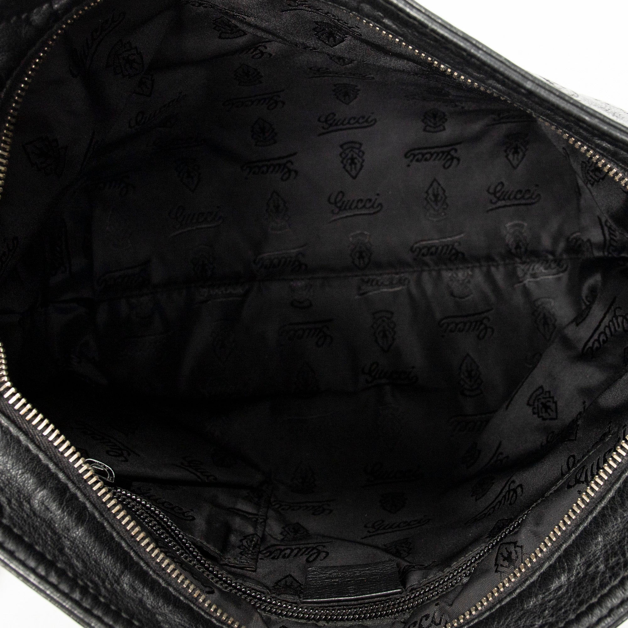 Shoulder Bag Large Square Zip Messenger Black Guccissima Leather