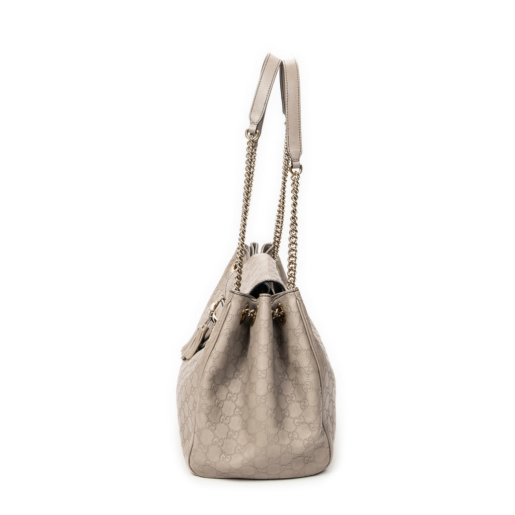 Shoulder Bag Large Emily Chain Bag Grey Guccissima Leather
