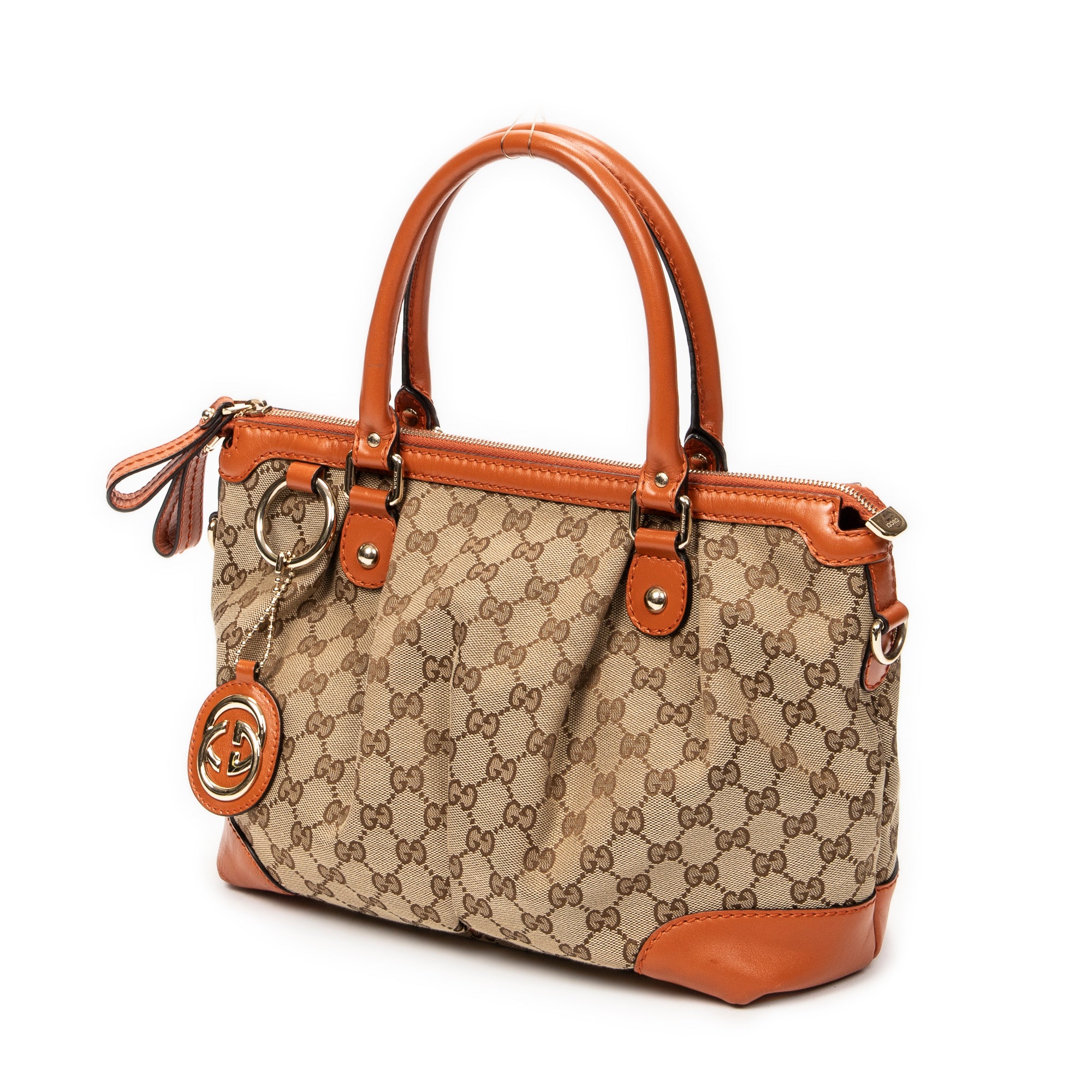 Shoulder Bag Sukey Top Handle Orange Monogrammed Canvas
