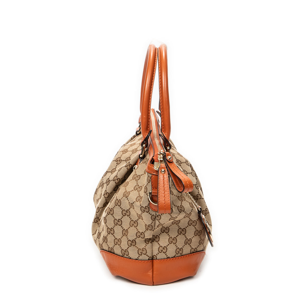 Shoulder Bag Sukey Top Handle Orange Monogrammed Canvas