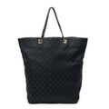 Shoulder Bag Large Vertical Tote Black Monogrammed Denim Canvas