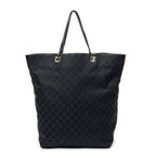 Shoulder Bag Large Vertical Tote Black Monogrammed Denim Canvas