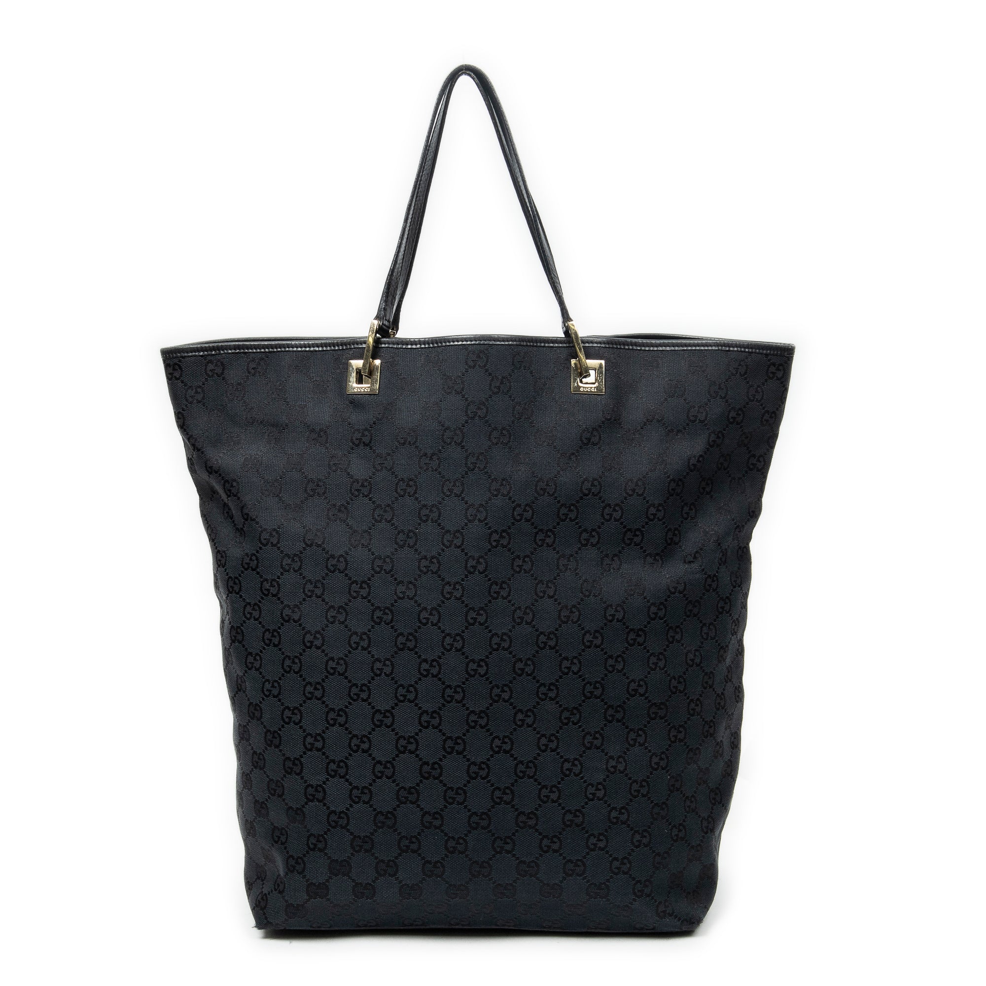 Shoulder Bag Large Vertical Tote Black Monogrammed Denim Canvas