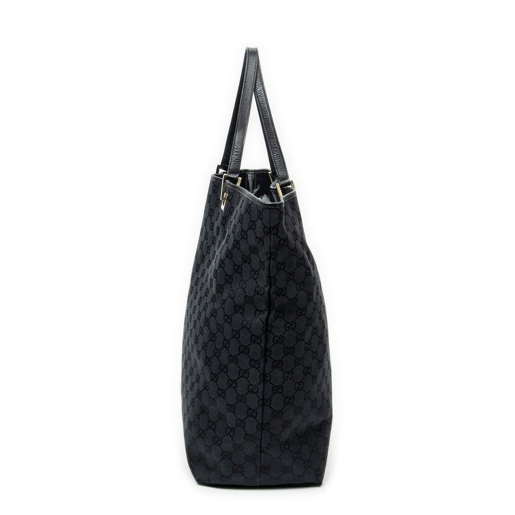 Shoulder Bag Large Vertical Tote Black Monogrammed Denim Canvas