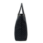 Shoulder Bag Large Vertical Tote Black Monogrammed Denim Canvas