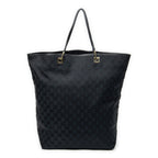 Shoulder Bag Large Vertical Tote Black Monogrammed Denim Canvas