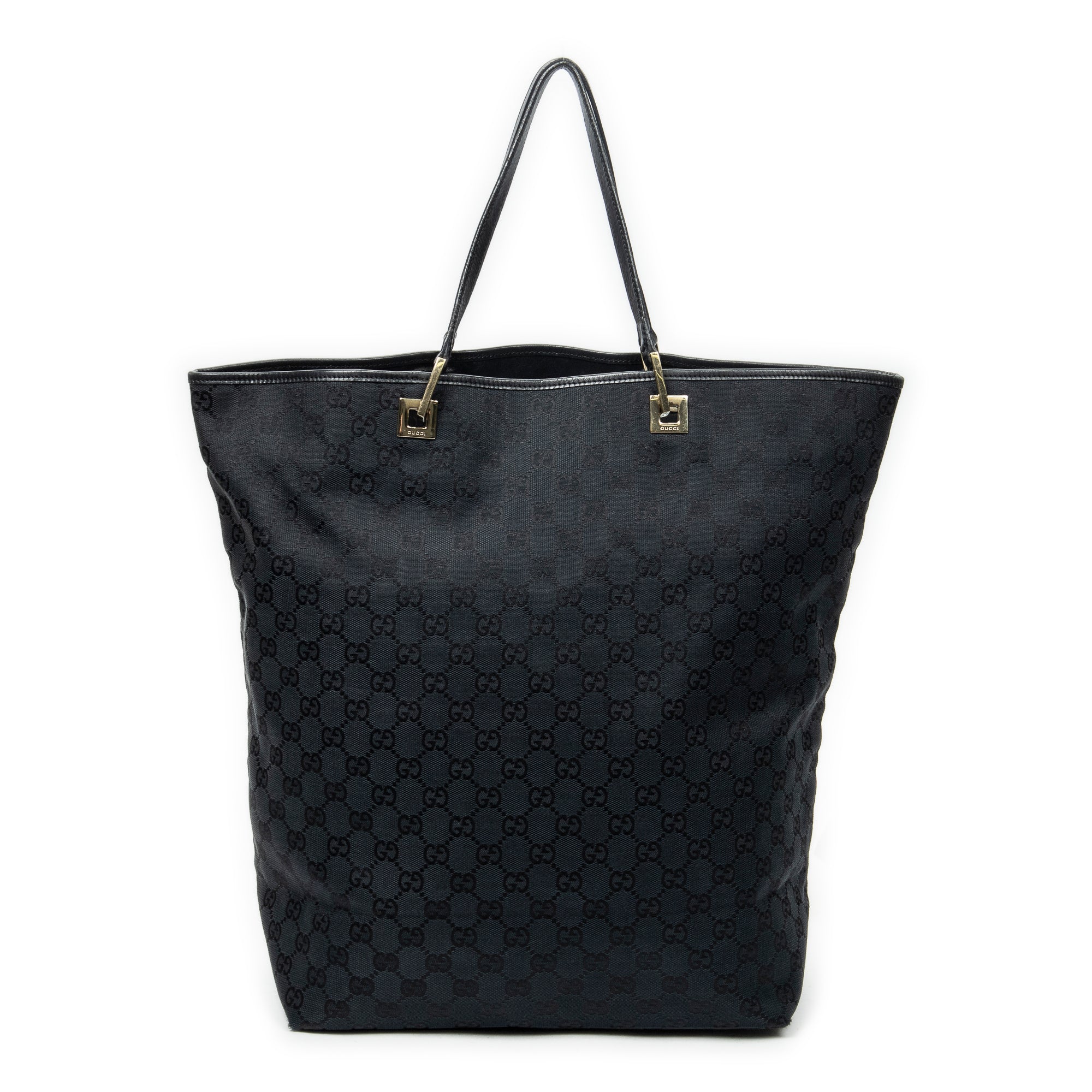 Shoulder Bag Large Vertical Tote Black Monogrammed Denim Canvas