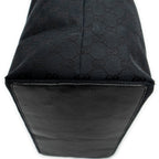 Bolso de hombro vertical grande de lona demin negra con monograma