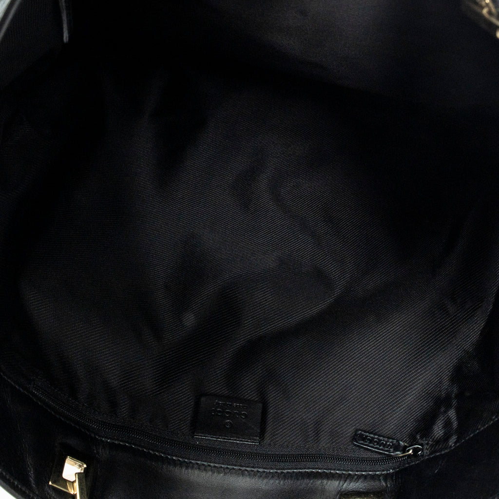 Shoulder Bag Large Vertical Tote Black Monogrammed Denim Canvas