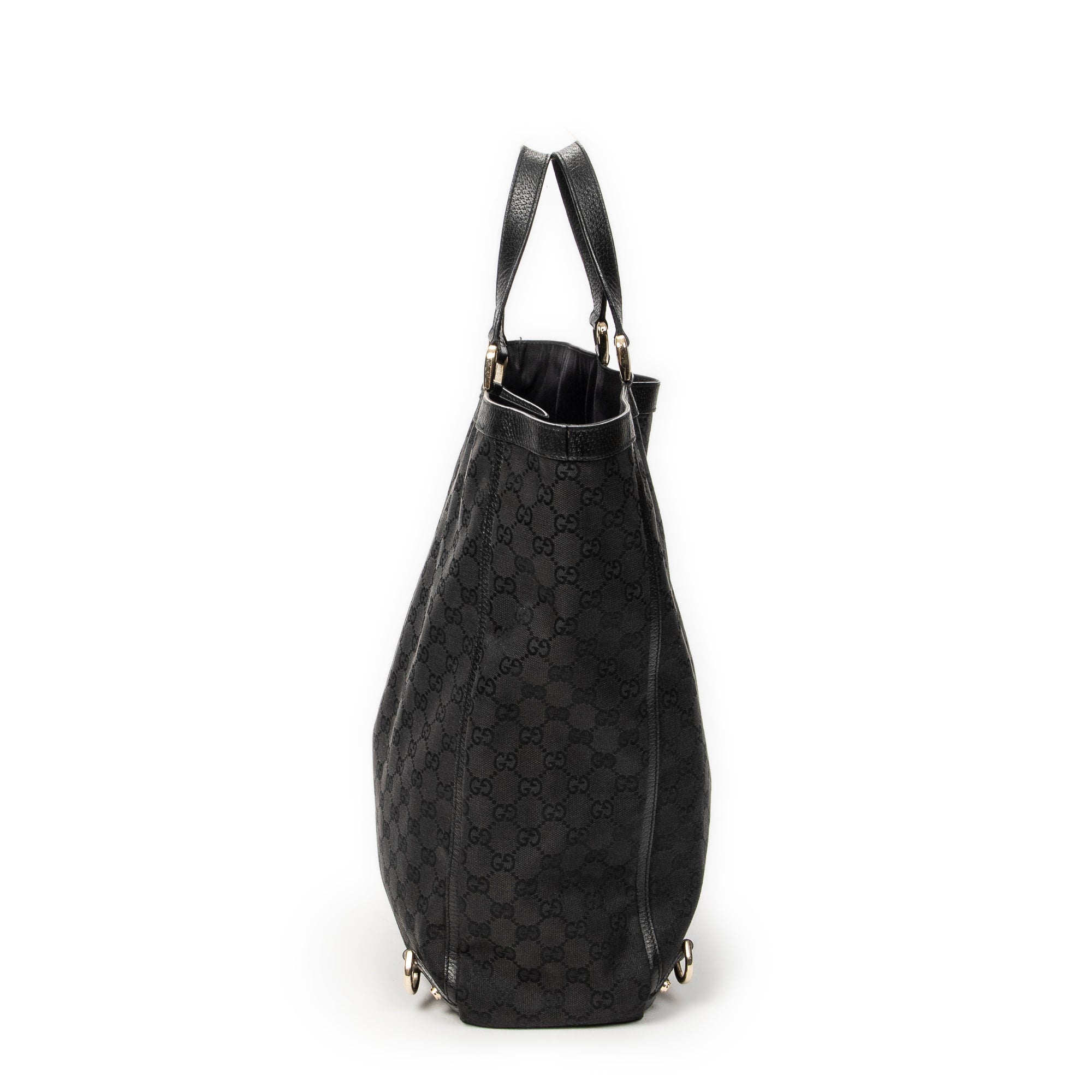 Handbag Abbey D-Ring Vertical Tote Black Monogrammed Canvas