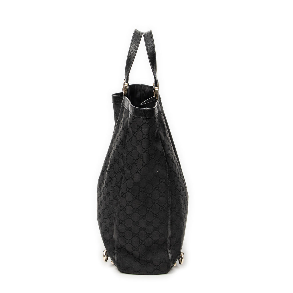 Handbag Abbey D-Ring Vertical Tote Black Monogrammed Canvas