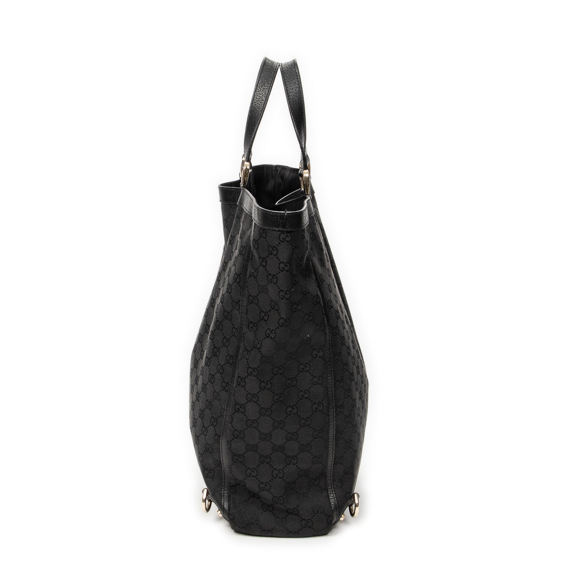 Handbag Abbey D-Ring Vertical Tote Black Monogrammed Canvas