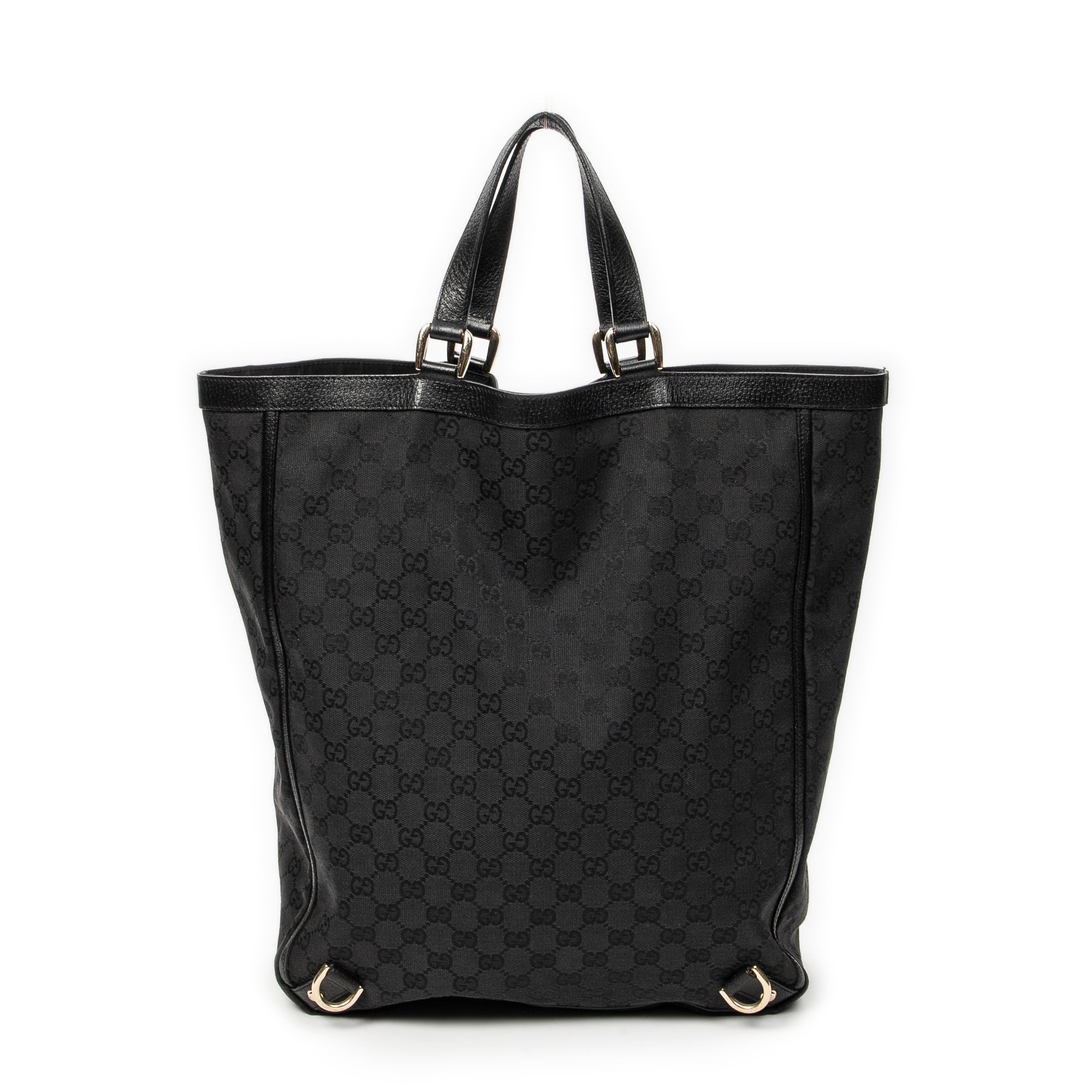 Handbag Abbey D-Ring Vertical Tote Black Monogrammed Canvas