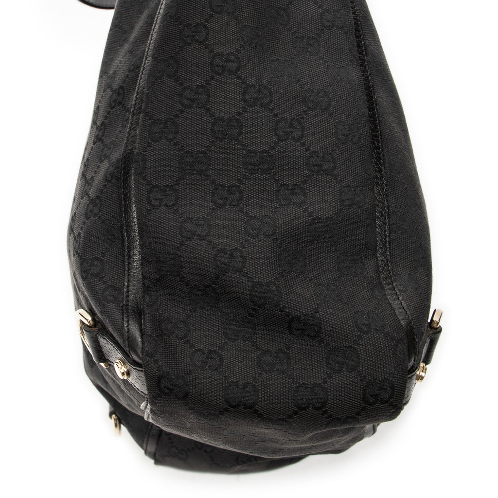 Handbag Abbey D-Ring Vertical Tote Black Monogrammed Canvas