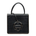 Shoulder Bag Vintage Square Flap Black Grained Calfskin Leather