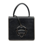 Shoulder Bag Vintage Square Flap Black Grained Calfskin Leather