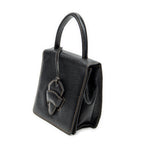 Shoulder Bag Vintage Square Flap Black Grained Calfskin Leather