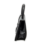Shoulder Bag Vintage Square Flap Black Grained Calfskin Leather