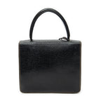 Shoulder Bag Vintage Square Flap Black Grained Calfskin Leather