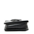 Shoulder Bag Vintage Square Flap Black Grained Calfskin Leather