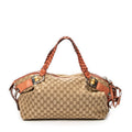 Shoulder Bag Large Bamboo Bar Boston Pink Monogrammed Canvas