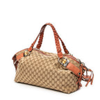Shoulder Bag Large Bamboo Bar Boston Pink Monogrammed Canvas