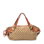 Shoulder Bag Large Bamboo Bar Boston Pink Monogrammed Canvas