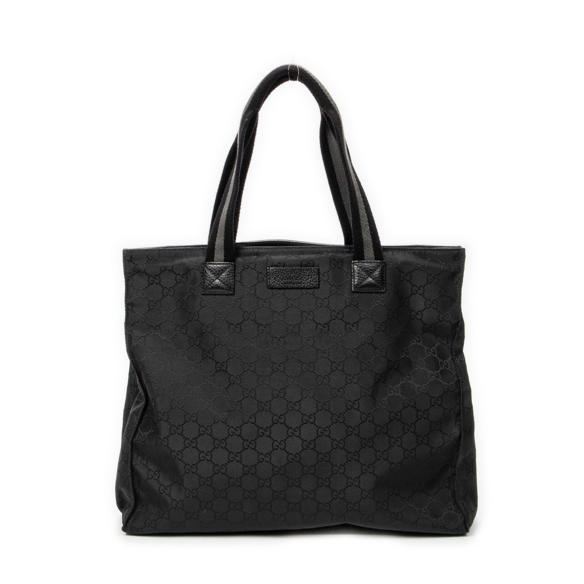 Shoulder Bag Square Web Shopper Black Monogrammed Nylon Canvas