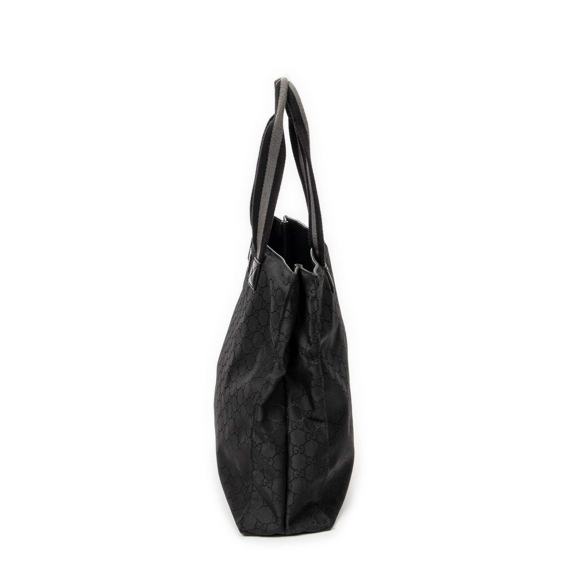 Shoulder Bag Square Web Shopper Black Monogrammed Nylon Canvas