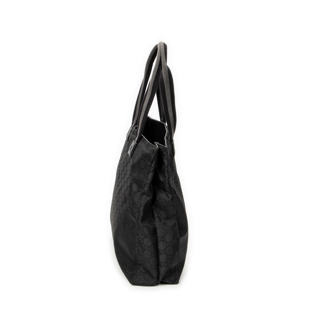 Sac Bandoulière Carré Cabas Toile Nylon Monogrammée Noire
