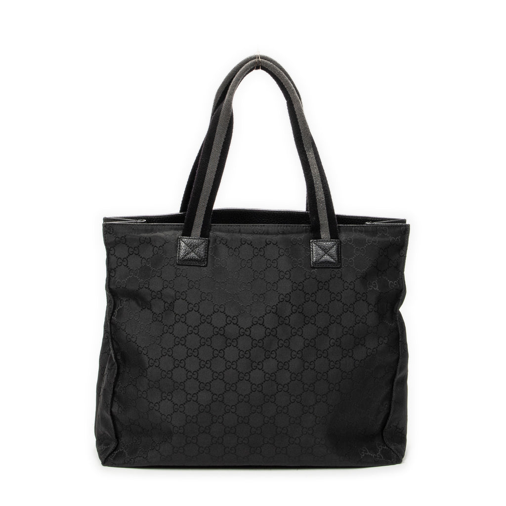 Shoulder Bag Square Web Shopper Black Monogrammed Nylon Canvas