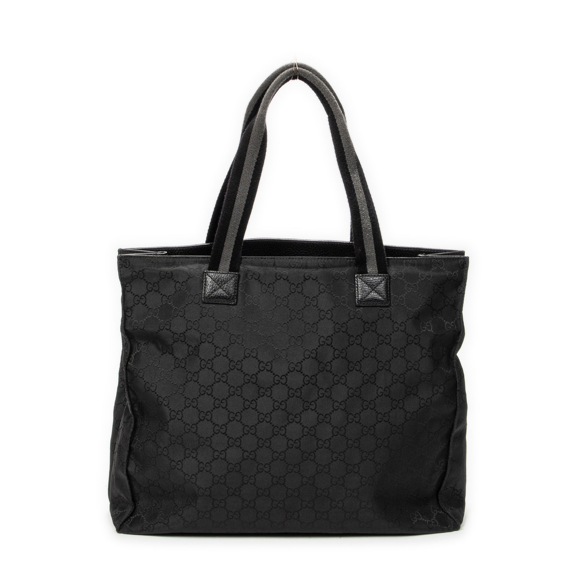 Shoulder Bag Square Web Shopper Black Monogrammed Nylon Canvas